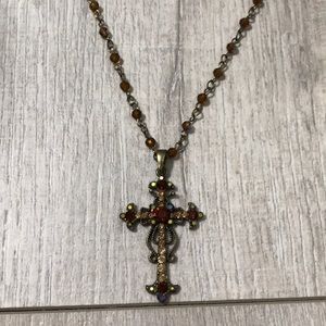 Jeweled cross necklace